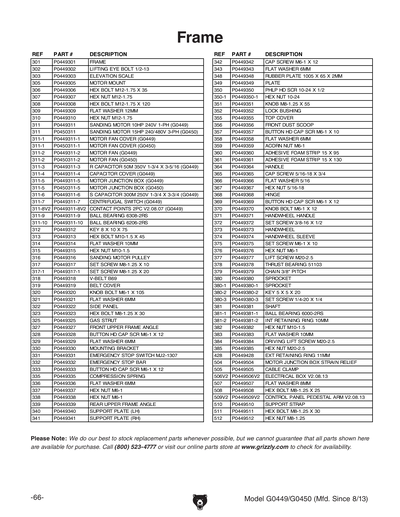 Part Diagram for G0450