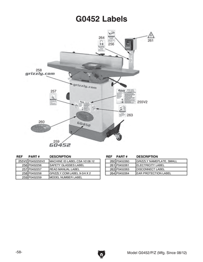 Part Diagram for G0452