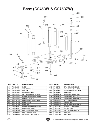 Part Diagram for G0453W