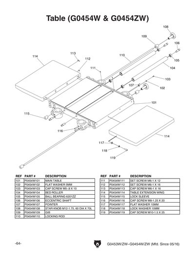 えりページ Parts for G0454ZW 20