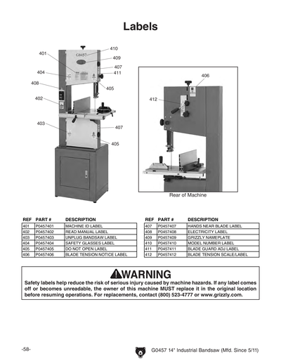 Part Diagram for G0457
