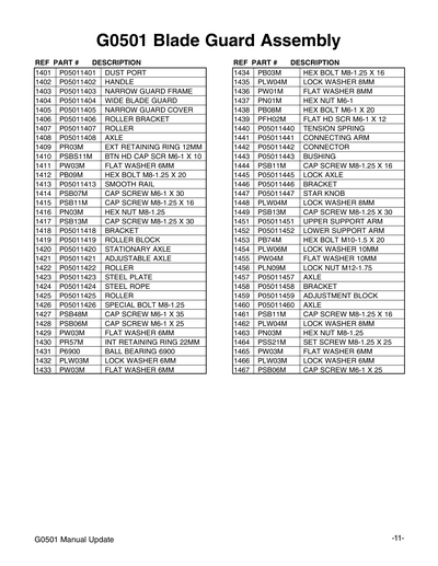 Part Diagram for G0501