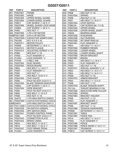 Part Diagram for G0506