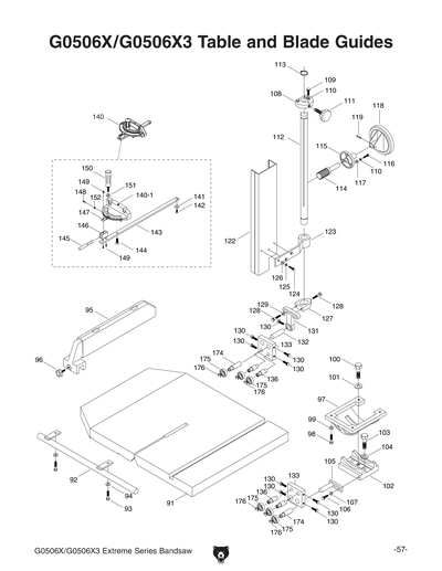 Part Diagram for G0506X
