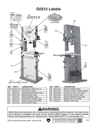 GUN125FEオーダーページ Parts for G0513ANV 17