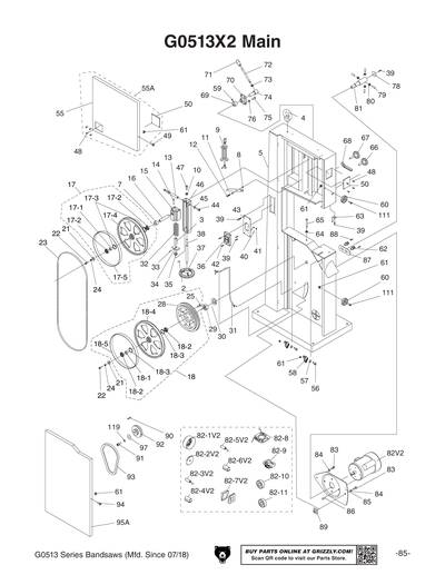 Part Diagram for G0513X2B
