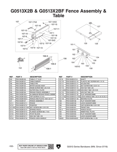 Part Diagram for G0513X2B