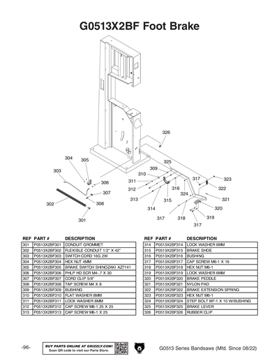Part Diagram for G0513X2BF