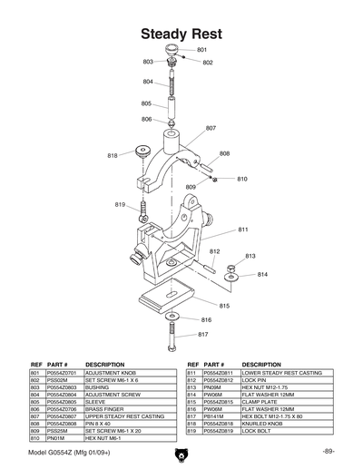 Parts for G0554Z 14