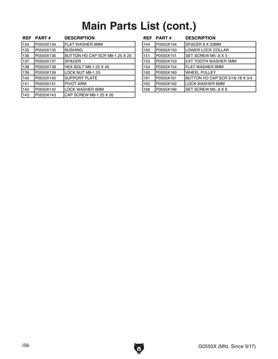Part Diagram for G0555X