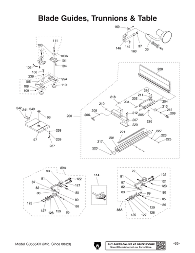 Parts for G0555XH 14