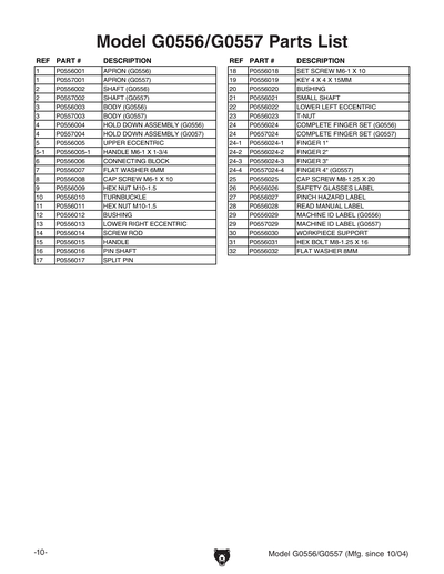 Part Diagram for G0556