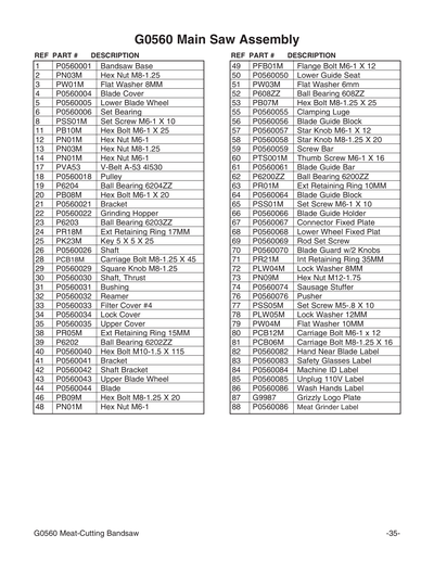 Part Diagram for G0560