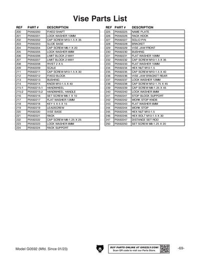 Part Diagram for G0592