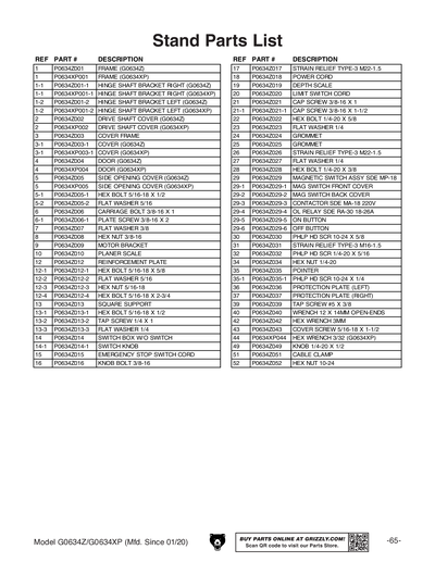 Part Diagram for G0634XP