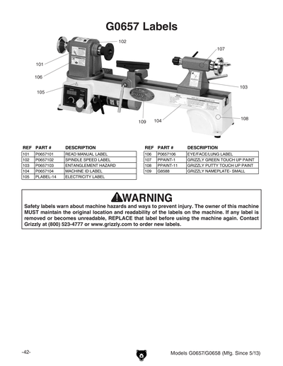 Part Diagram for G0657