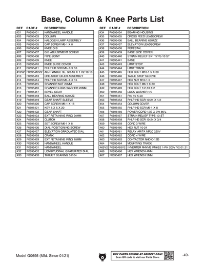Part Diagram for G0695