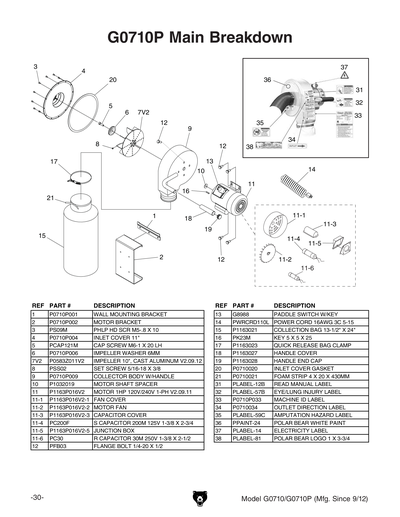 Part Diagram for G0710P