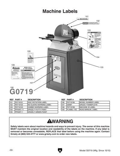 Part Diagram for G0719