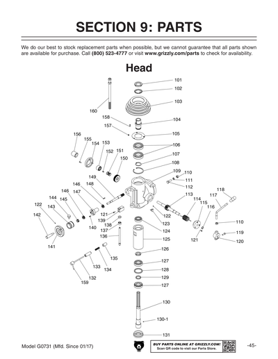 Parts for G0731 8