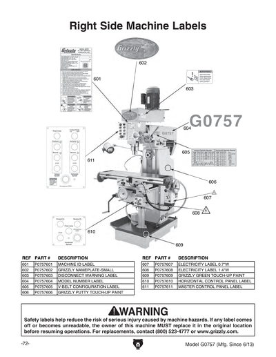 Part Diagram for G0757