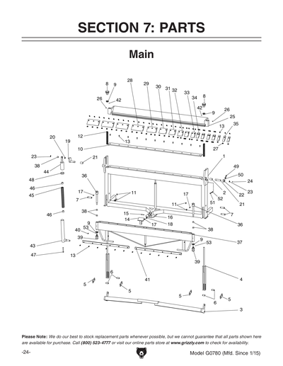 Part Diagram for G0780