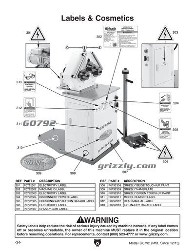 Part Diagram for G0792