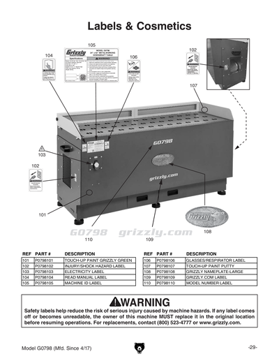 Part Diagram for G0798