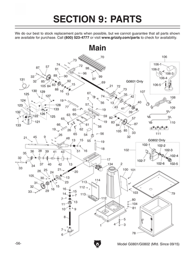 Part Diagram for G0801