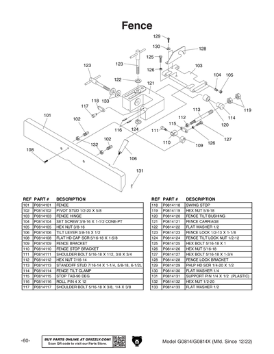Part Diagram for G0814