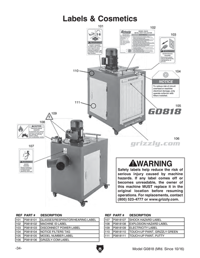 Part Diagram for G0818