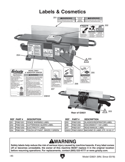 Part Diagram for G0821
