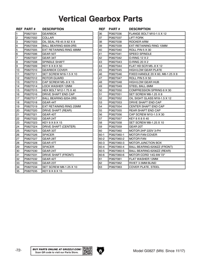 Part Diagram for G0827