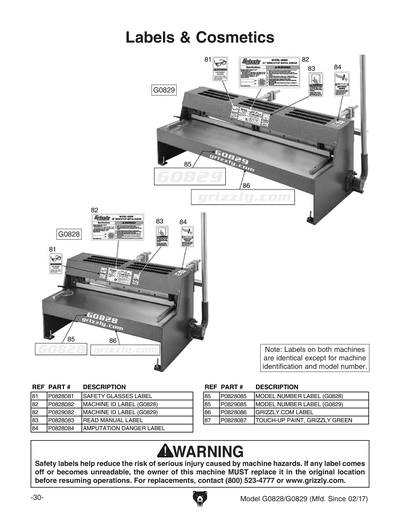 Part Diagram for G0828