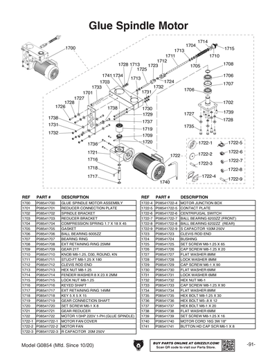 Parts for Compact Automatic Edgebander - Grizzly Industrial