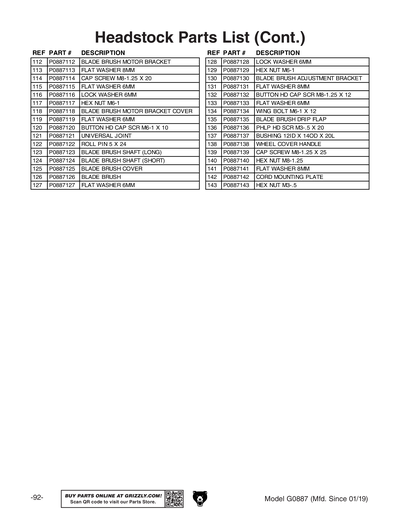 Part Diagram for G0887