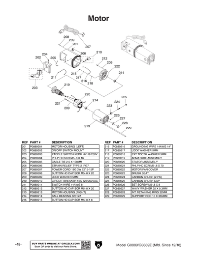 Part Diagram for G0889