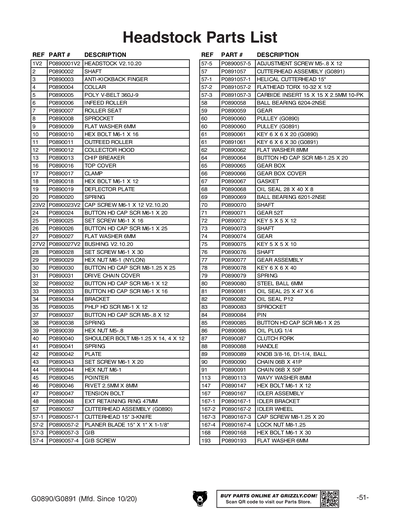 Part Diagram for G0890