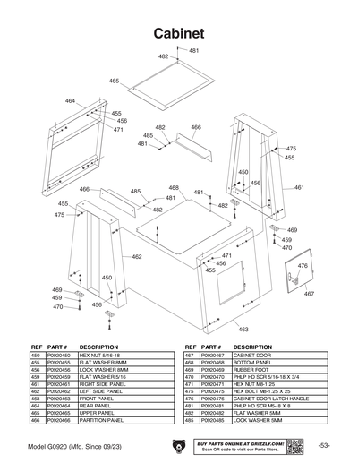 Part Diagram for G0920