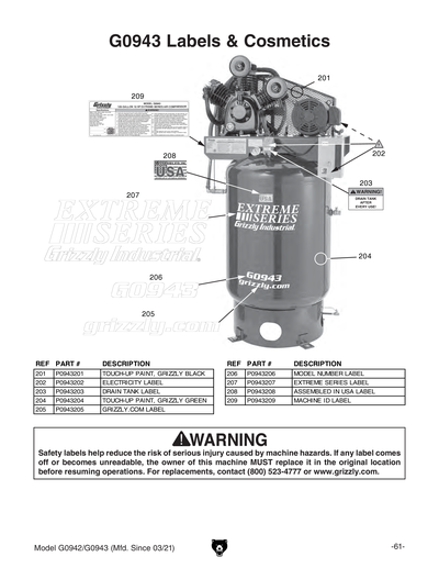 Part Diagram for G0943