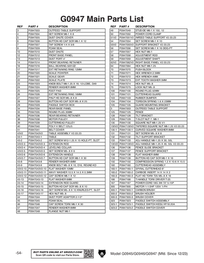 Part Diagram for G0946