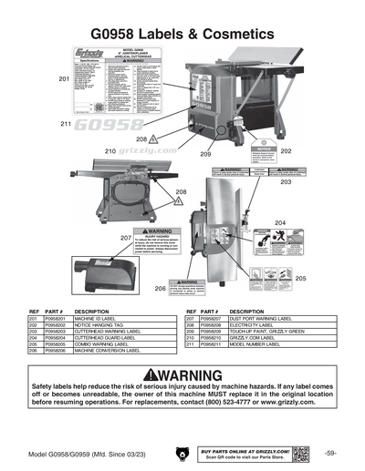 Part Diagram for G0958