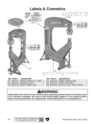 Part Diagram for G0973