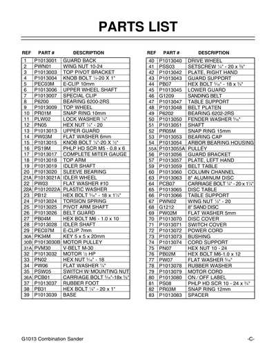 Part Diagram for G1013