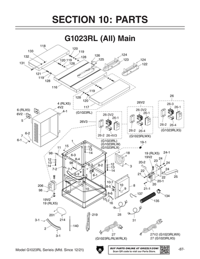 Part Diagram for G1023RLWX