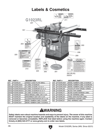 Part Diagram for G1023RLWX