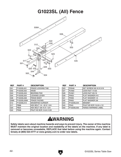Part Diagram for G1023SLWX3