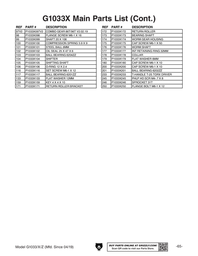 Part Diagram for G1033X