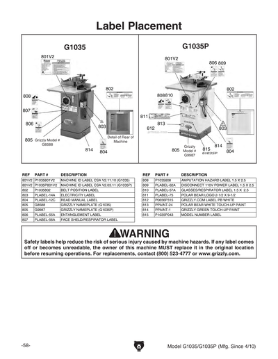 Part Diagram for G1035
