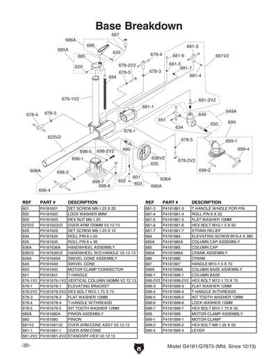 Parts for G4181 1 HP 4-Speed 3-Roller Power Feeder, Single-Phase